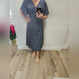 Elegant Navy Polka Dot Dress